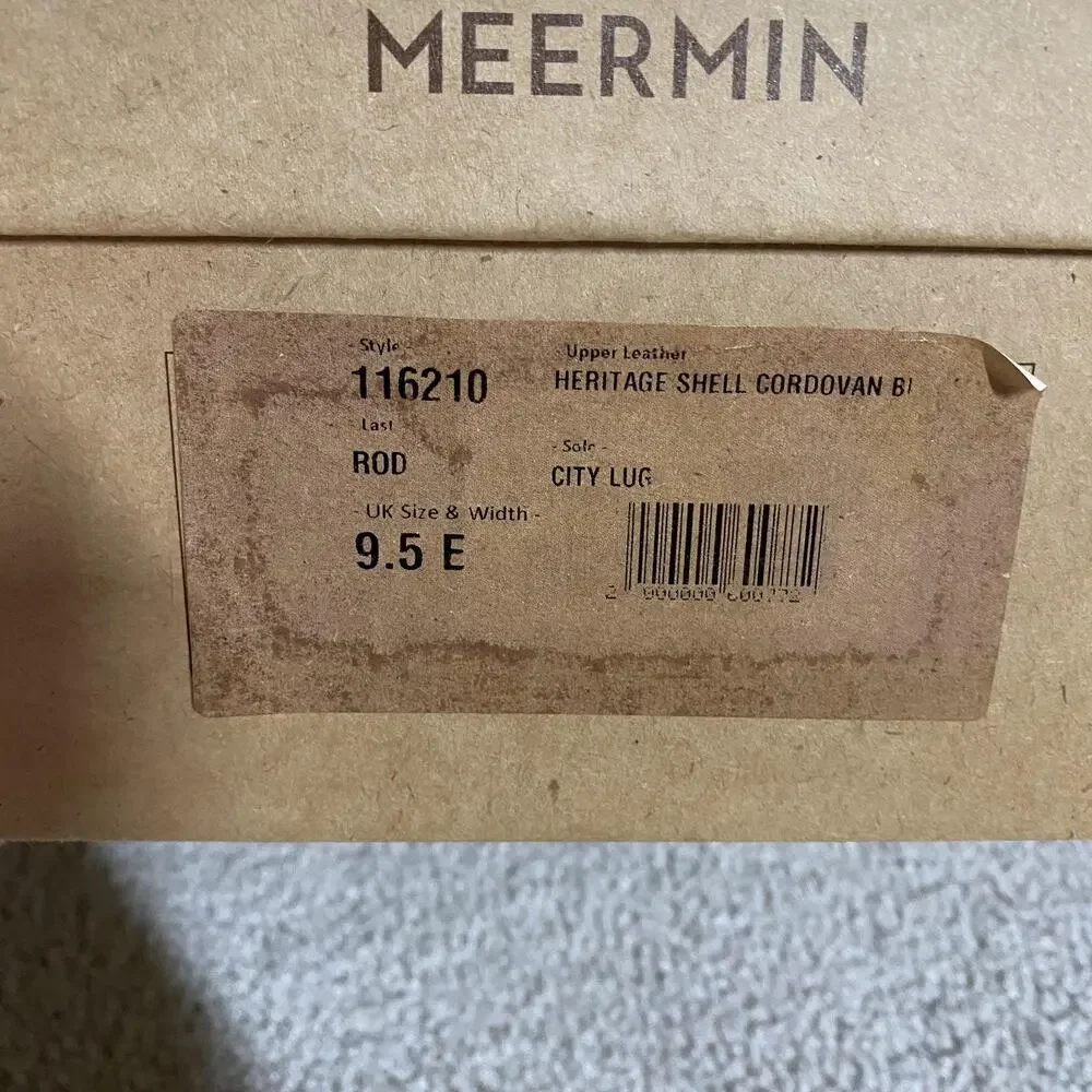 Meermin Boots Mens 10.5E Brown Shell Cordovan Cap Toe City Lug 116210 Ivy Prep